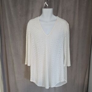 XL Jordan Taylor White Eyelet Top